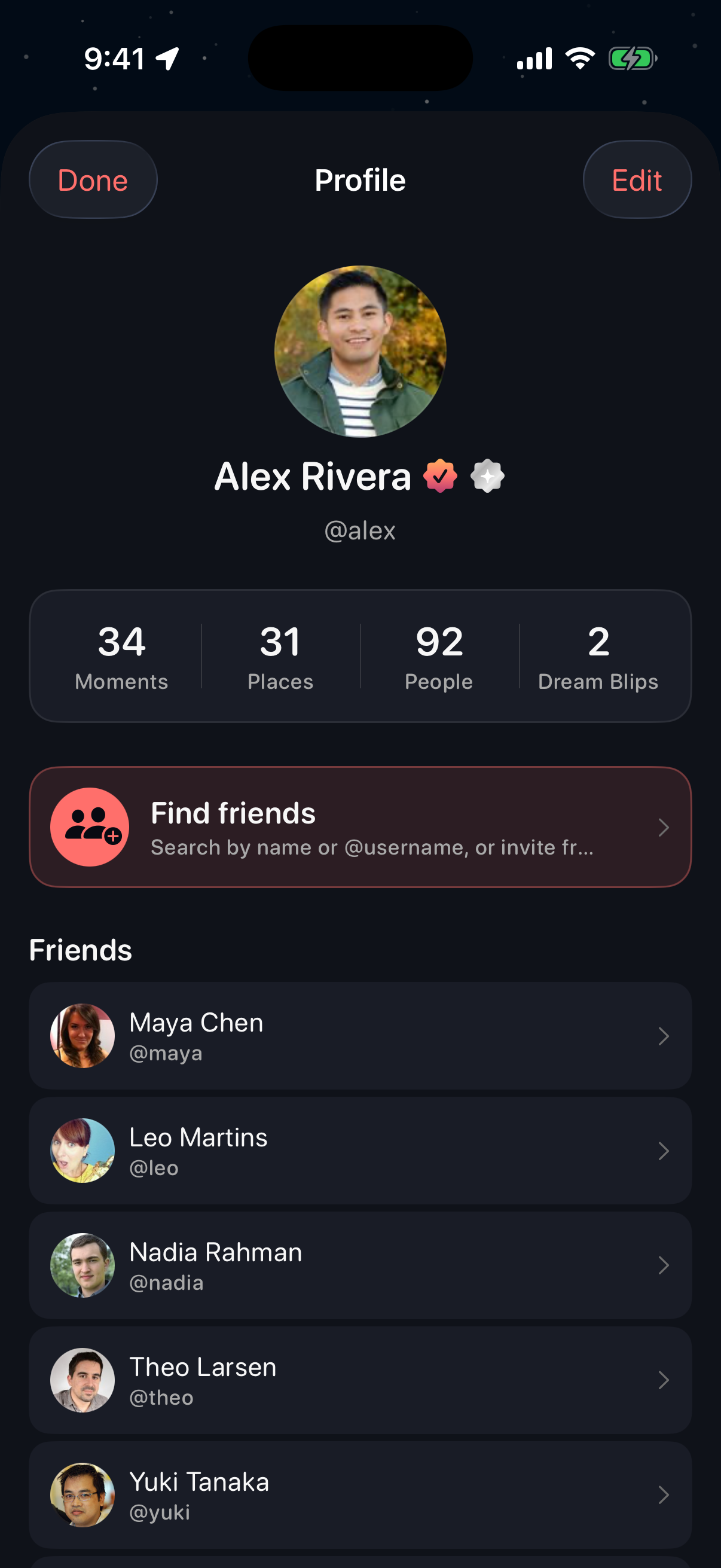 Your profile grid of memories